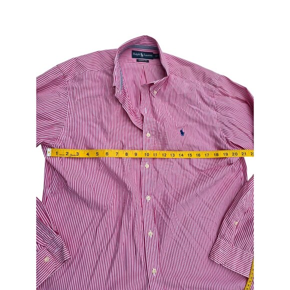 Ralph Lauren Red & White Striped Long Sleeve Button-Down Shirt Classic Fit Size - Picture 5 of 5
